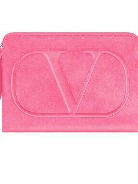 Valentino Pink Embossed V Logo Pouch